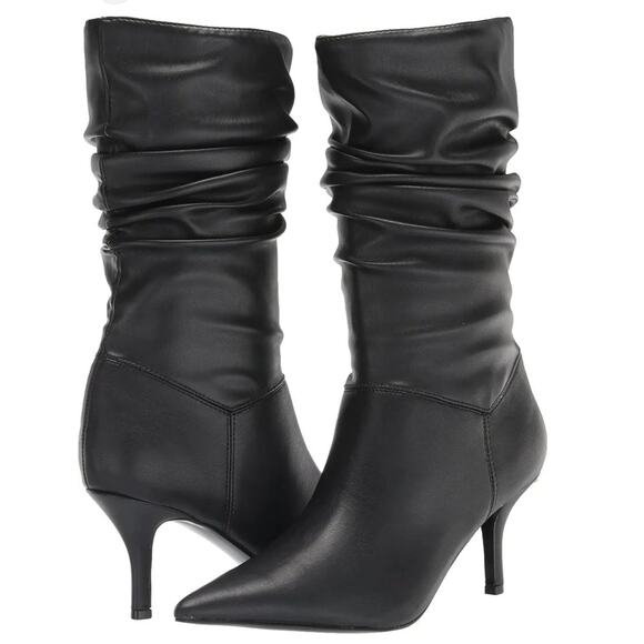 Marc Fisher Manya Slouchy Fall Black‎ Leather Point Toe Bootie Women's size 8.5 - Picture 2 of 8